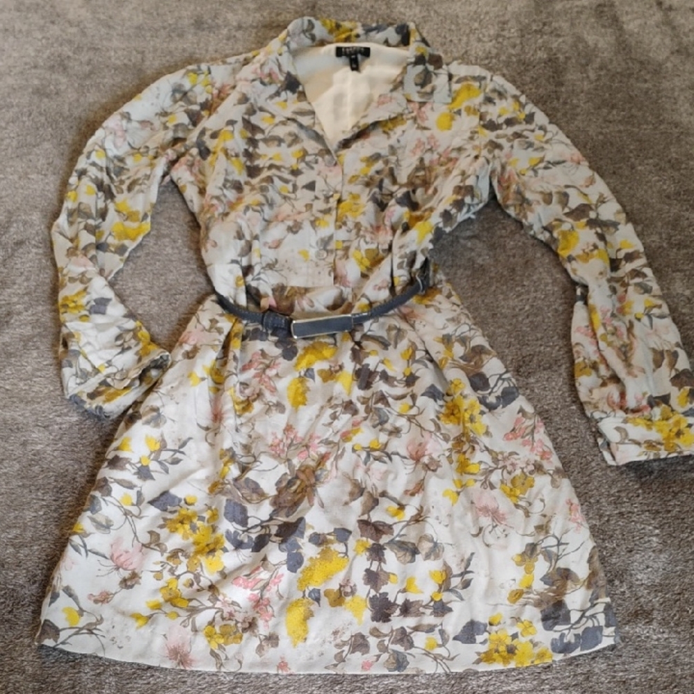 Escada Sport Floral Belted Shirtwaist Dress No Care Tags